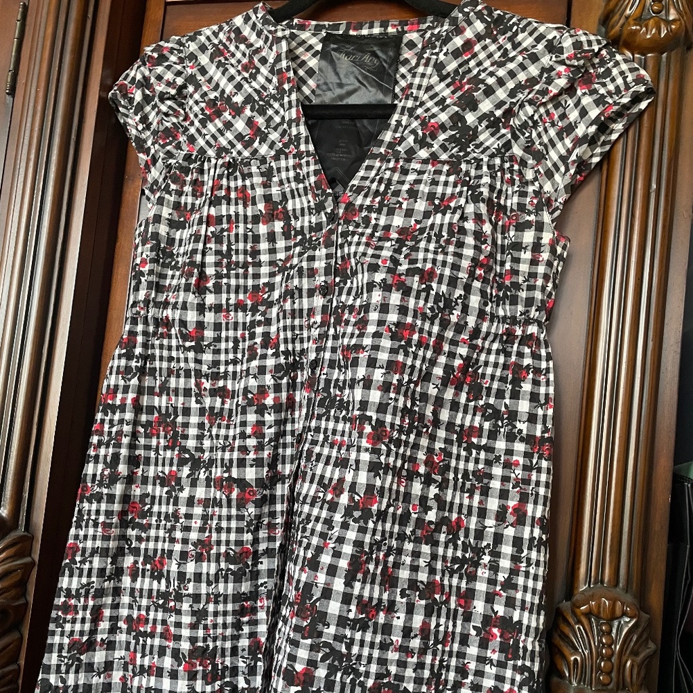 Kari Ang Made in Japan Gingham Floral Mini Dress